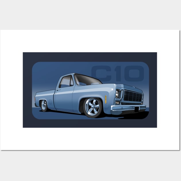 1980 Chevrolet C10 pickup in blue Wall Art by candcretro